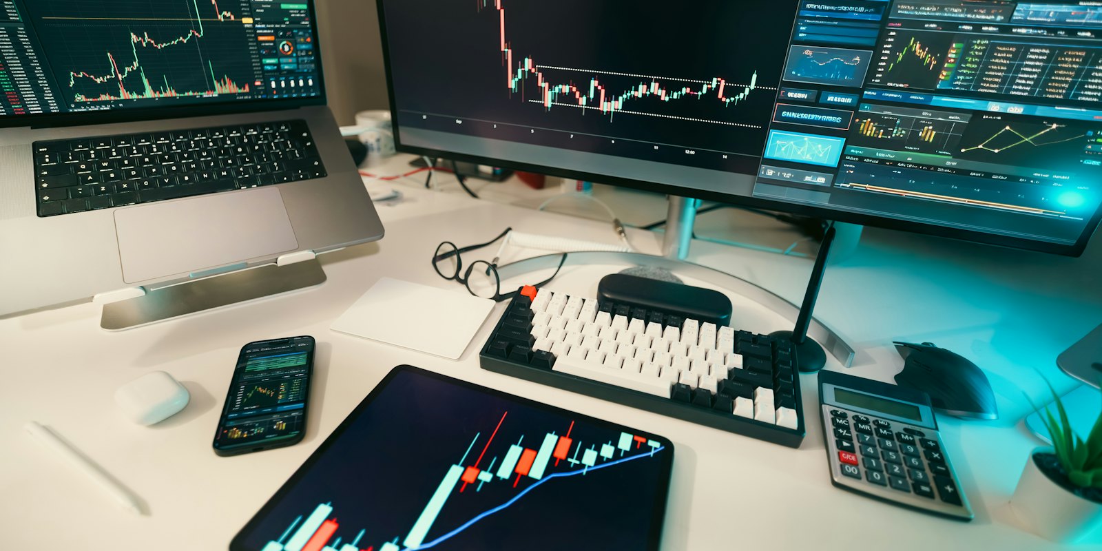 Candlestick-Charts auf Bildschirmen