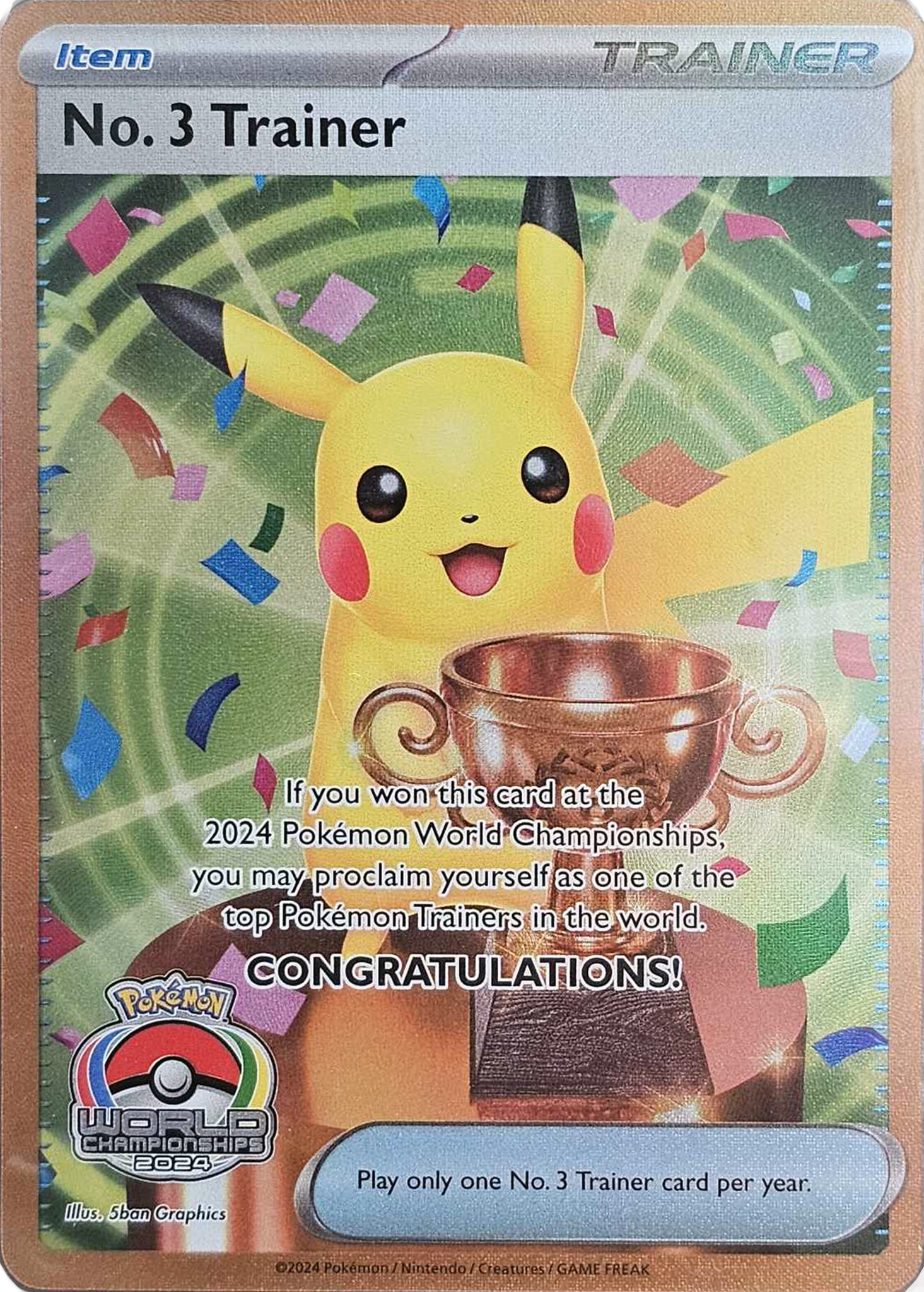 No.3 Trainer (World Championships 2024, full-art Pikachu trophy)